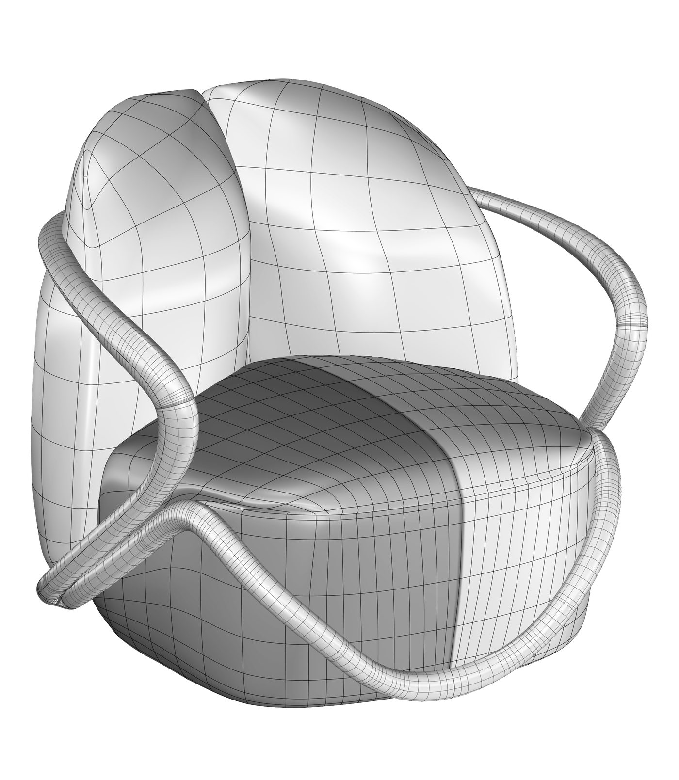 Superficie NURBS di una poltroncina, modellazione Rhinoceros per produzione CNC